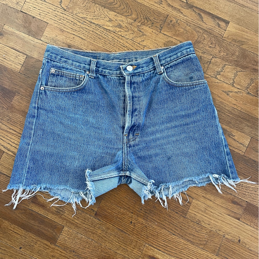 Vintage Levi's Blue Frayed Jean Shorts